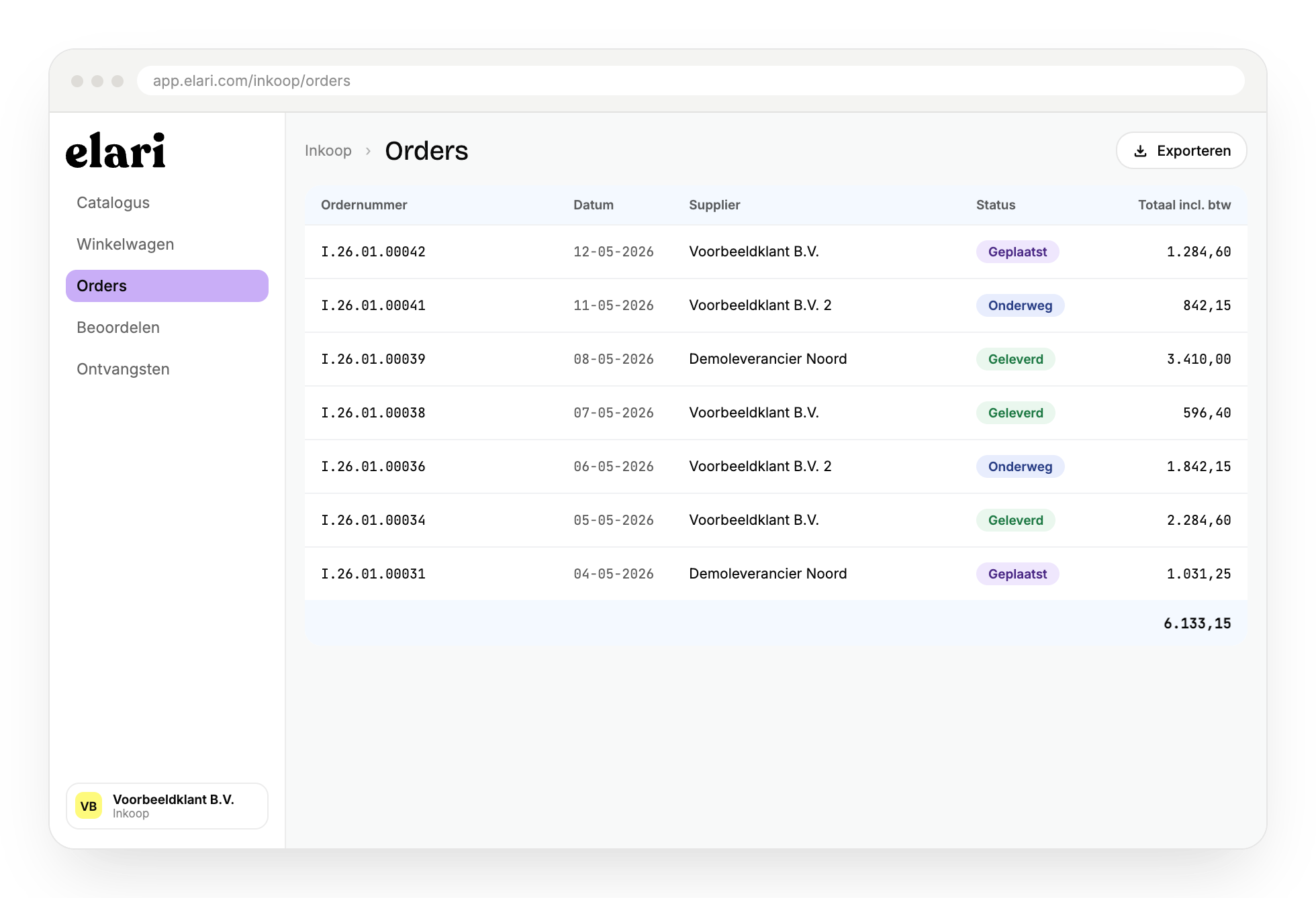 Elari purchasing: placing an order